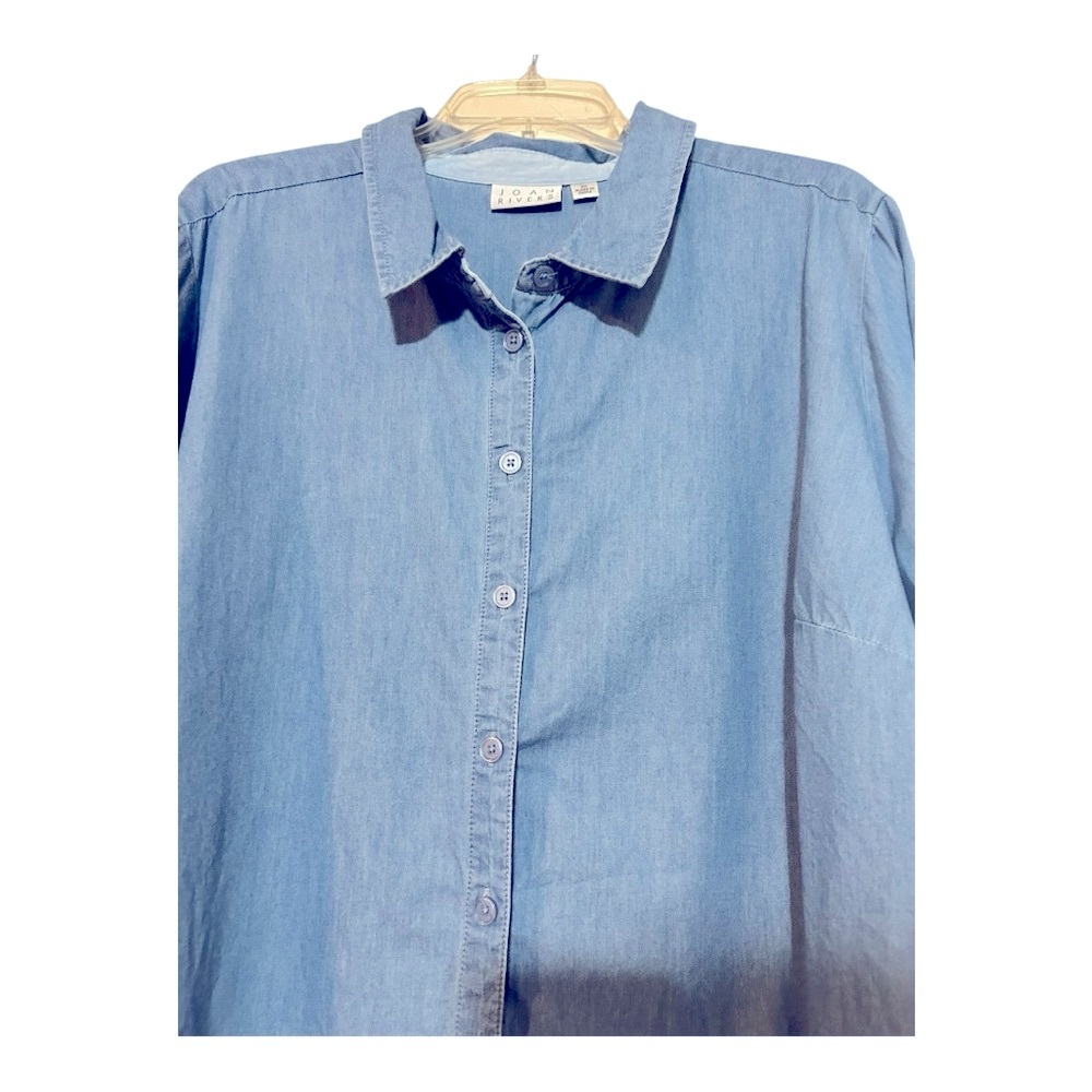 NWOT Joan Rivers Blue Button-Up Shirt - Picture 2 of 6
